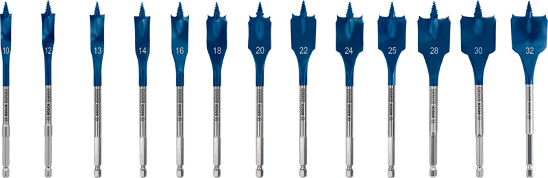 Bosch 2608900336 EXPERT Self Cut Speed Spade Drill Bit Set 10/12/13/14/16/18/20/22/24/25/28/30/32 mm 13-pc (Pack of 5 Sets)