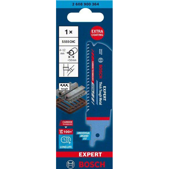 Bosch EXPERT 2608900364 4"/100mm Expert Thick Tough Metal Sabre Saw Blade S 555 CHC