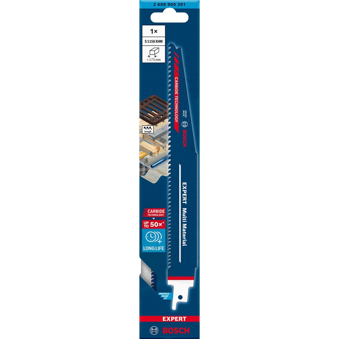 Bosch EXPERT 2608900391 S 1156 XHM Expert Multi Material Reciprocating Saw Blade For Wood & Metal