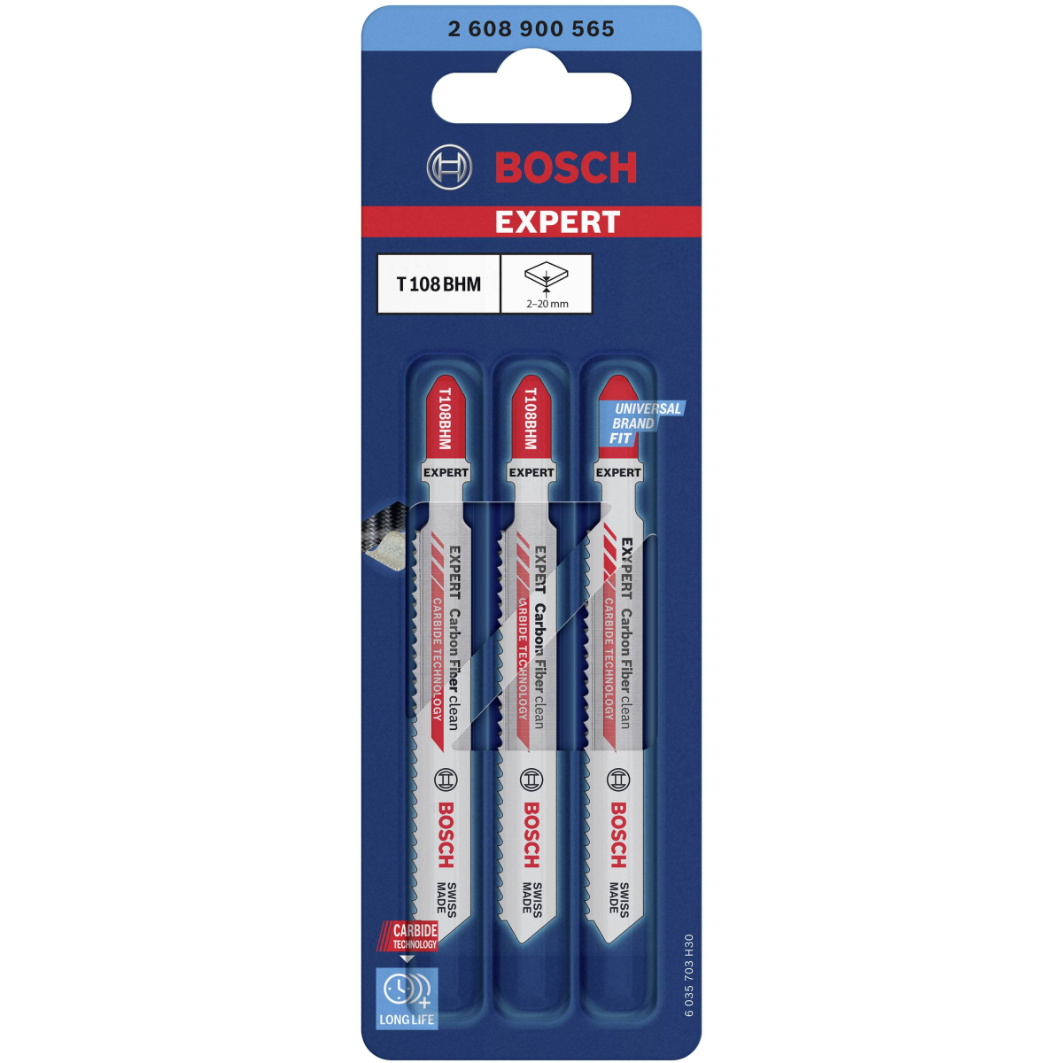Bosch EXPERT 2608900565 Expert Jigsaw Blade T 108 BHM Clean For Carbon Fibre (1 Pack Of 3)