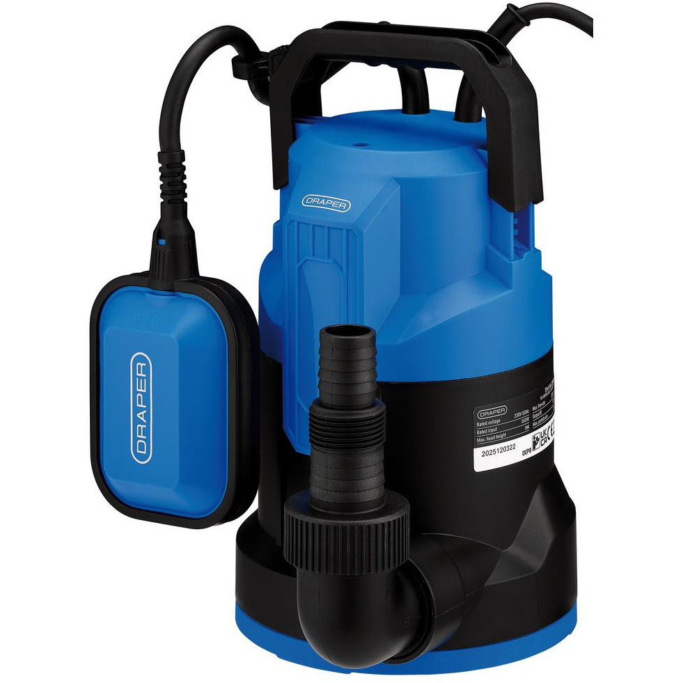 Draper 27476 230V Submersible Clean Water Pump with Float Switch, 280L/min, 550W