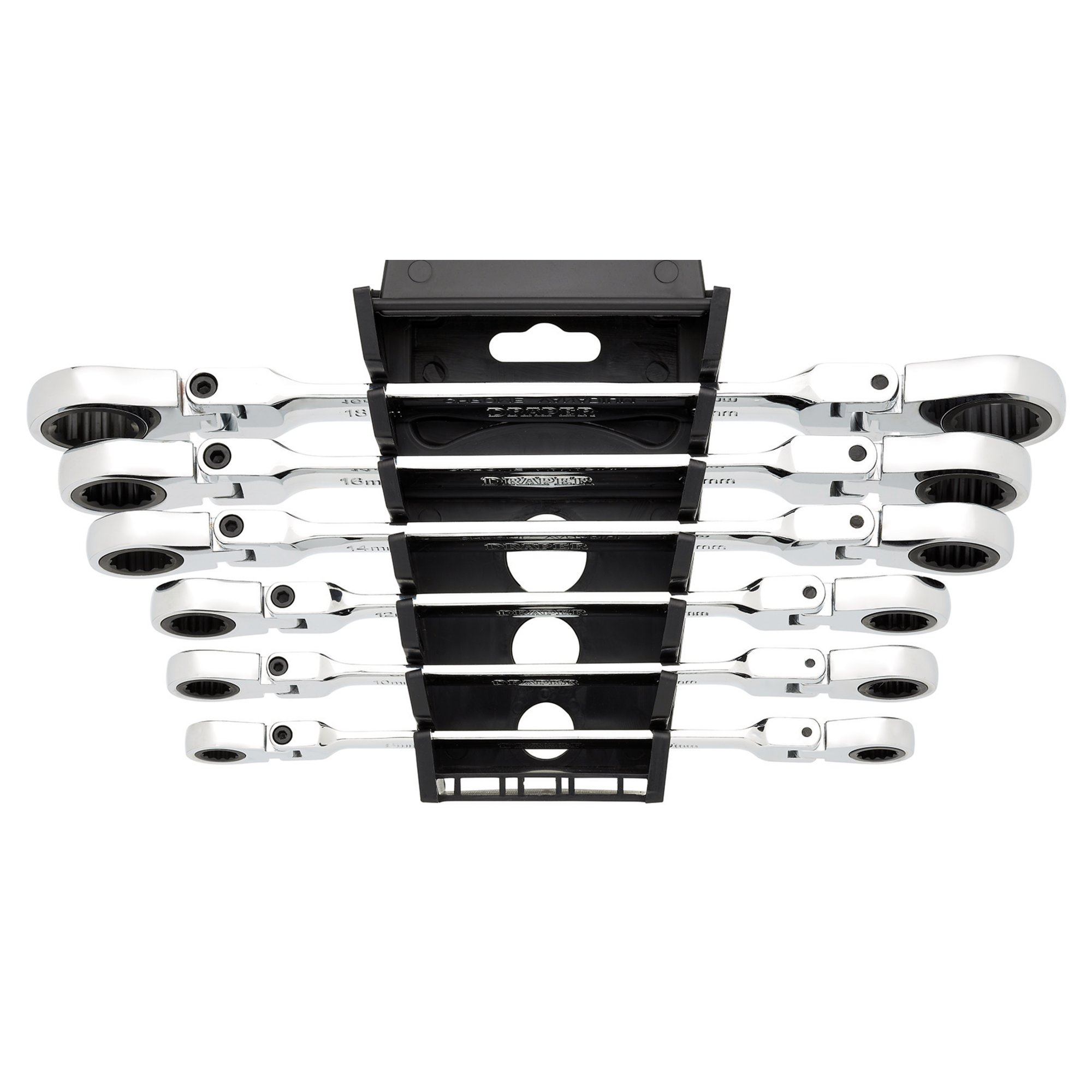 Draper 27762 8231FBSMM/6 Hi Torq&#174; Metric Flexible Head Double Ring Ratchet Spanner Set (6 Piece)