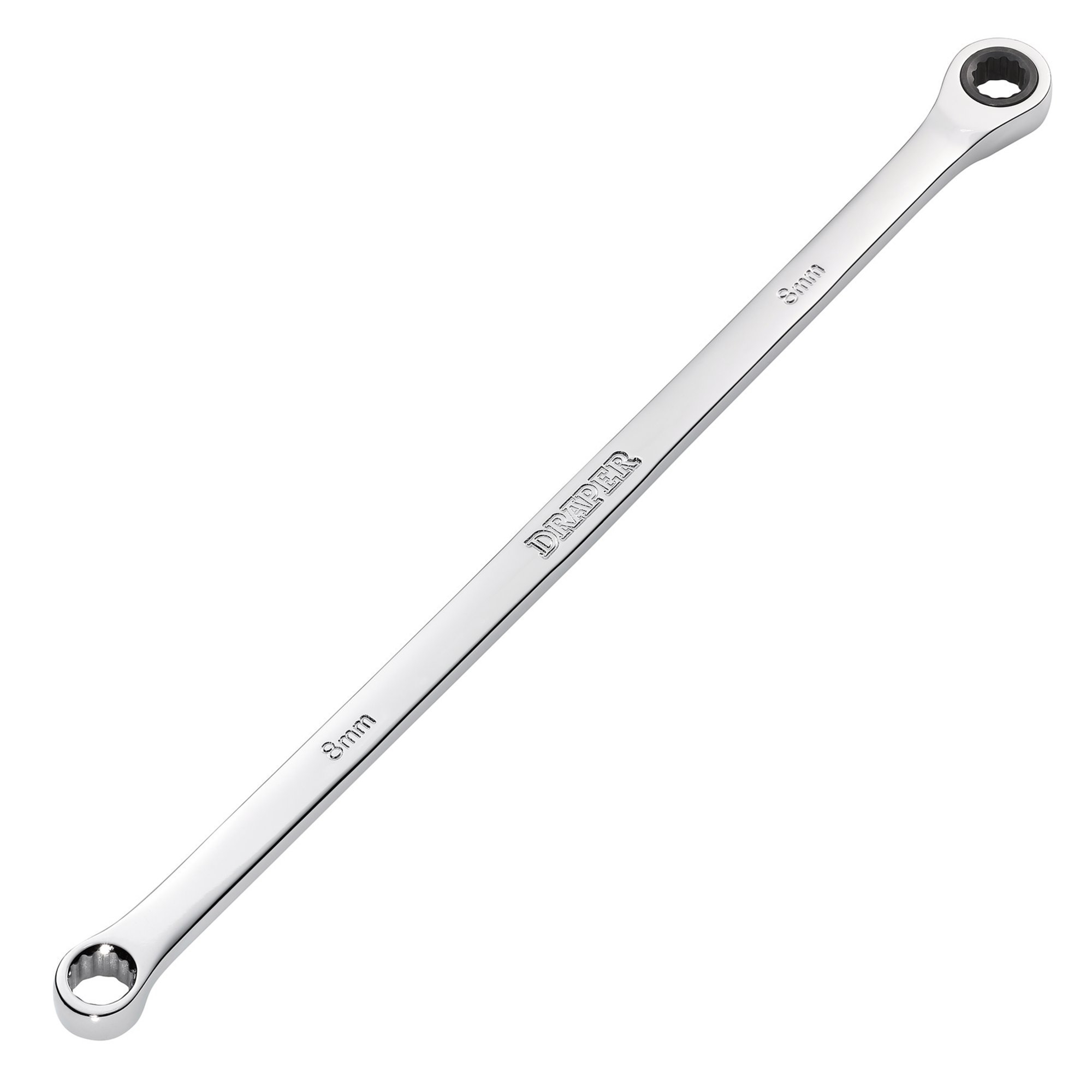 Draper 27765 HI-TORQ® Metric Extra-Long Double Ring Ratchet Spanner, 8mm