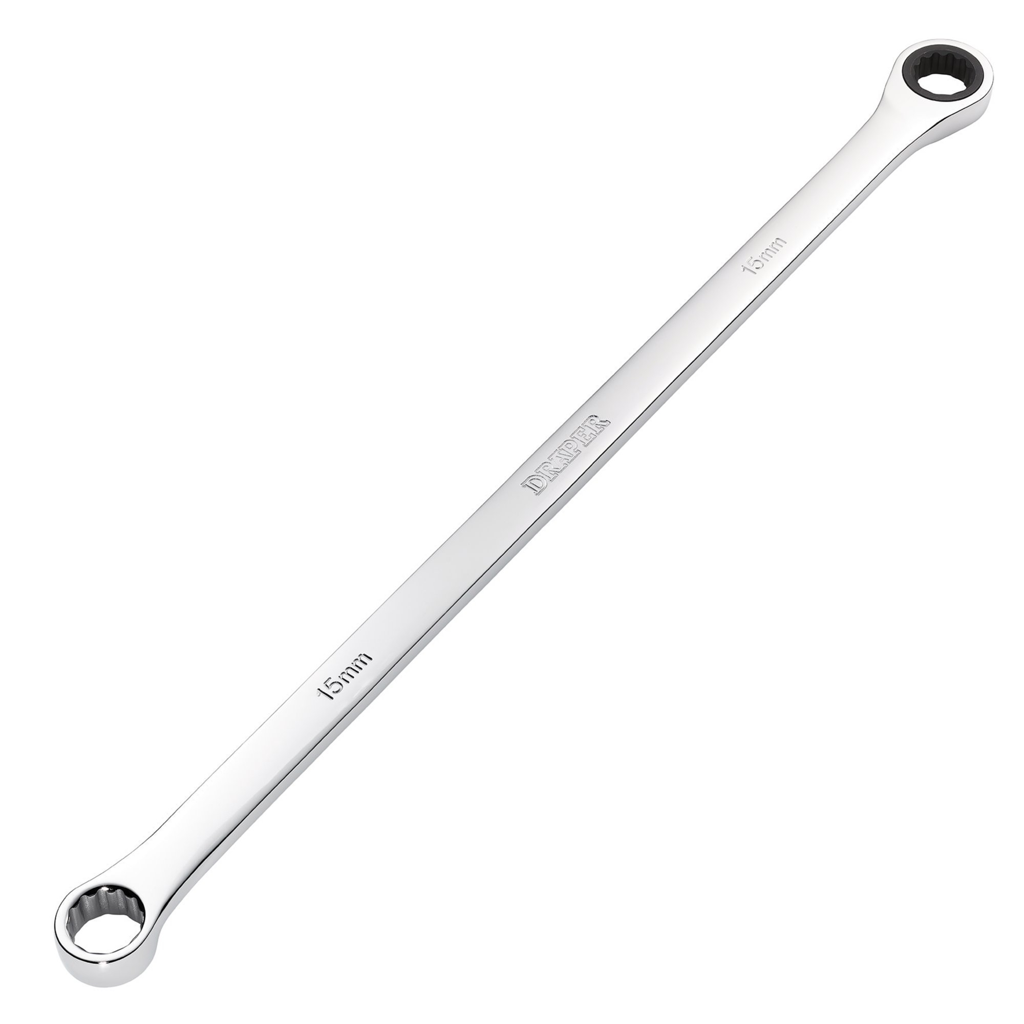Draper 27771 HI-TORQ® Metric Extra-Long Double Ring Ratchet Spanner, 15mm