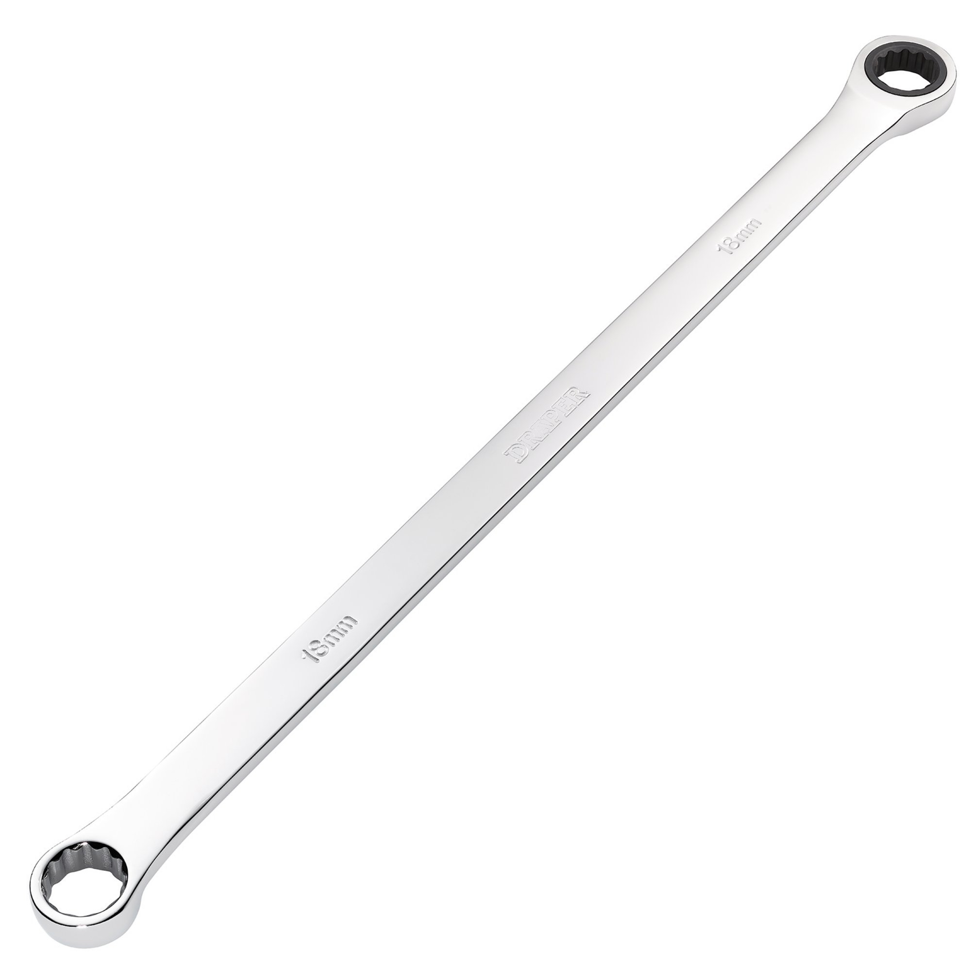Draper 27776 HI-TORQ® Metric Extra-Long Double Ring Ratchet Spanner, 18mm