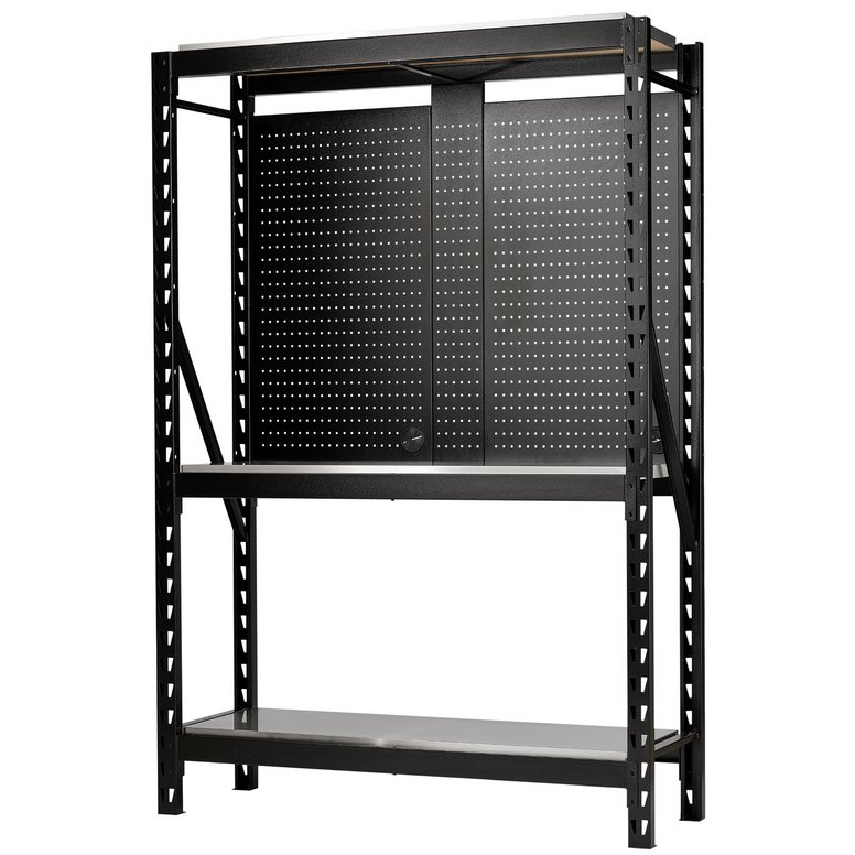 Draper 27922 MS400-54-17PC S Bunker&#174; 17 Piece Modular 3 Tier Racking With Stainless Steel Shelving And Pegboards, 1500mm
