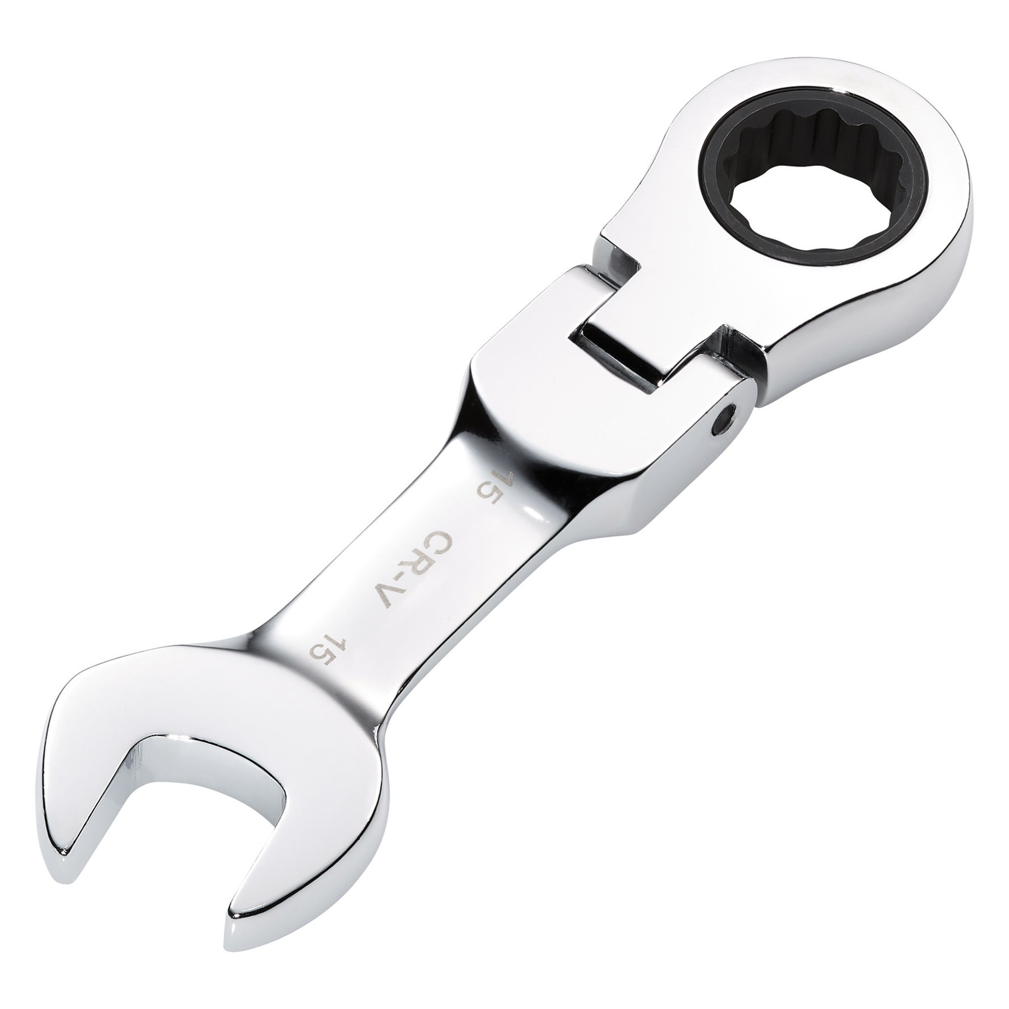 Draper 27973 8230FMMBS Hi Torq&#174; Metric Stubby Flexible Head Ratchet Combination Spanner, 15mm