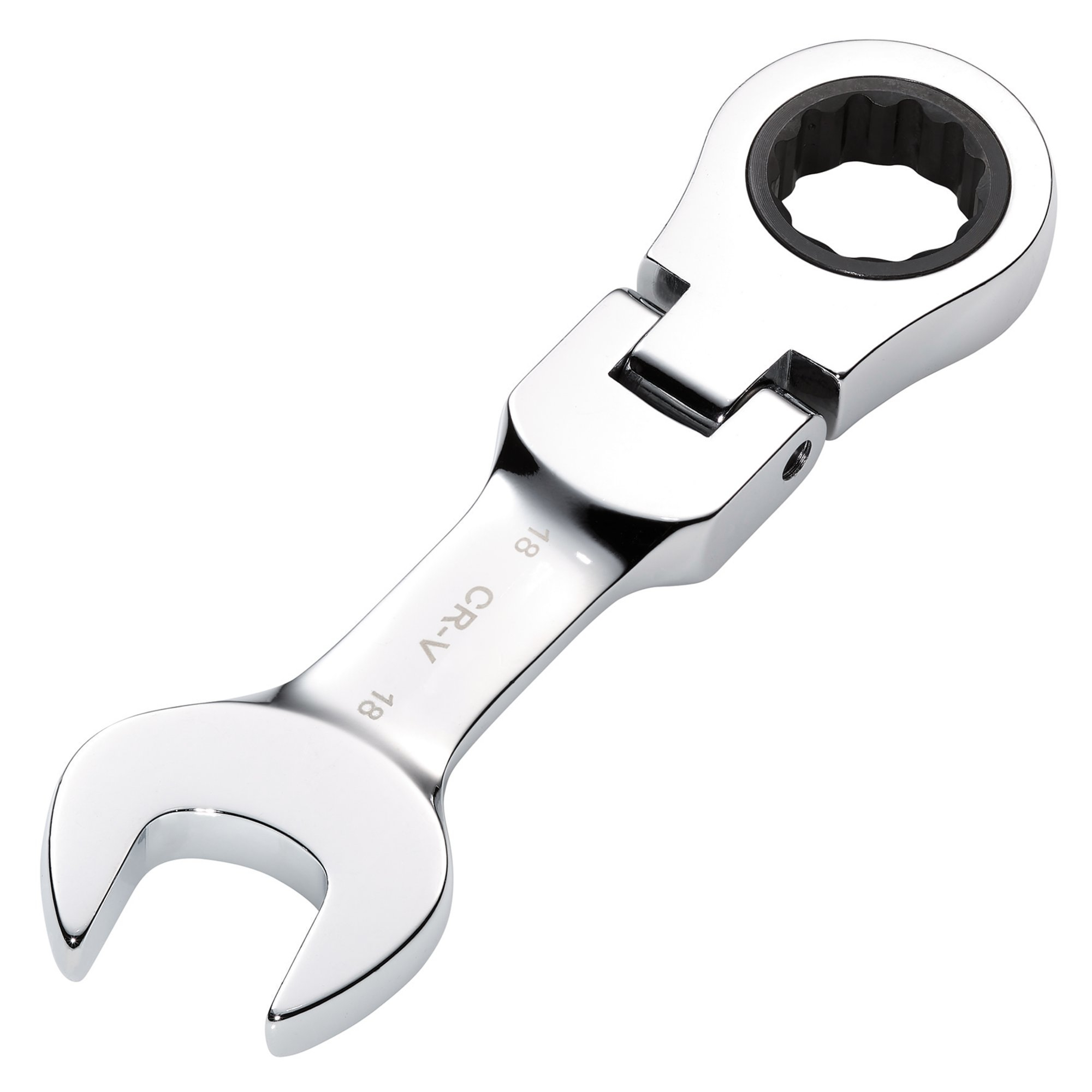 Draper 27979 8230FMMBS Hi Torq&#174; Metric Stubby Flexible Head Ratchet Combination Spanner, 18mm