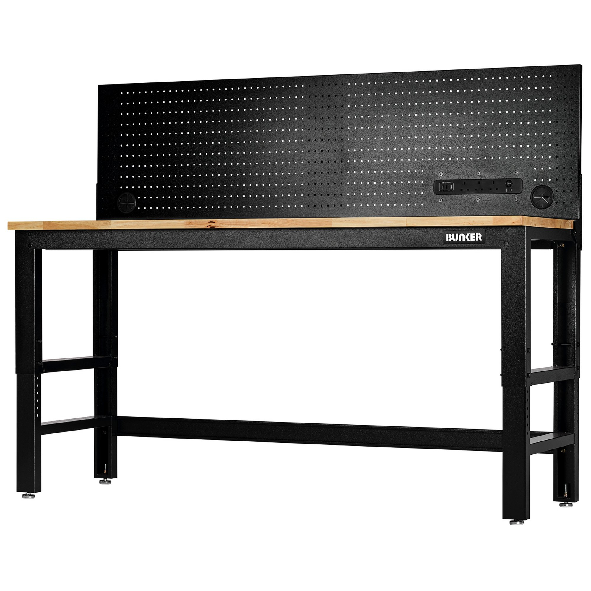 Draper 28098 B300-WB72WPP Bunker&#174; Workbench With Hardwood Worktop And Power Pegboard, 1830mm