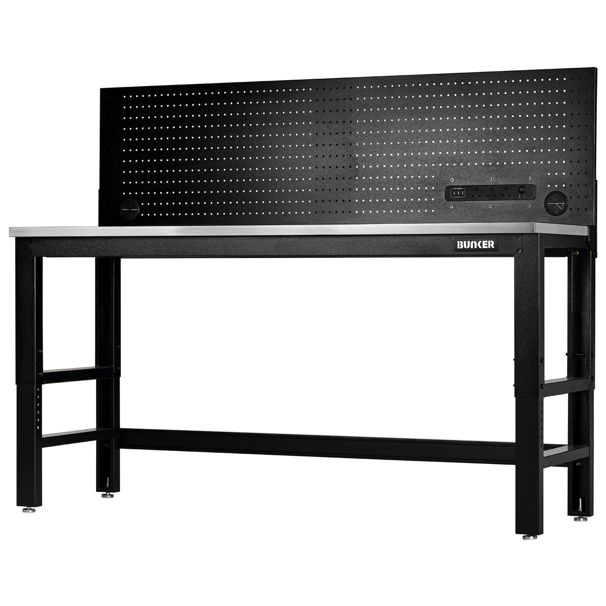 Draper 28099 B300-WB72SSPP Bunker&#174; Workbench With Stainless Steel Worktop And Power Pegboard, 1830mm