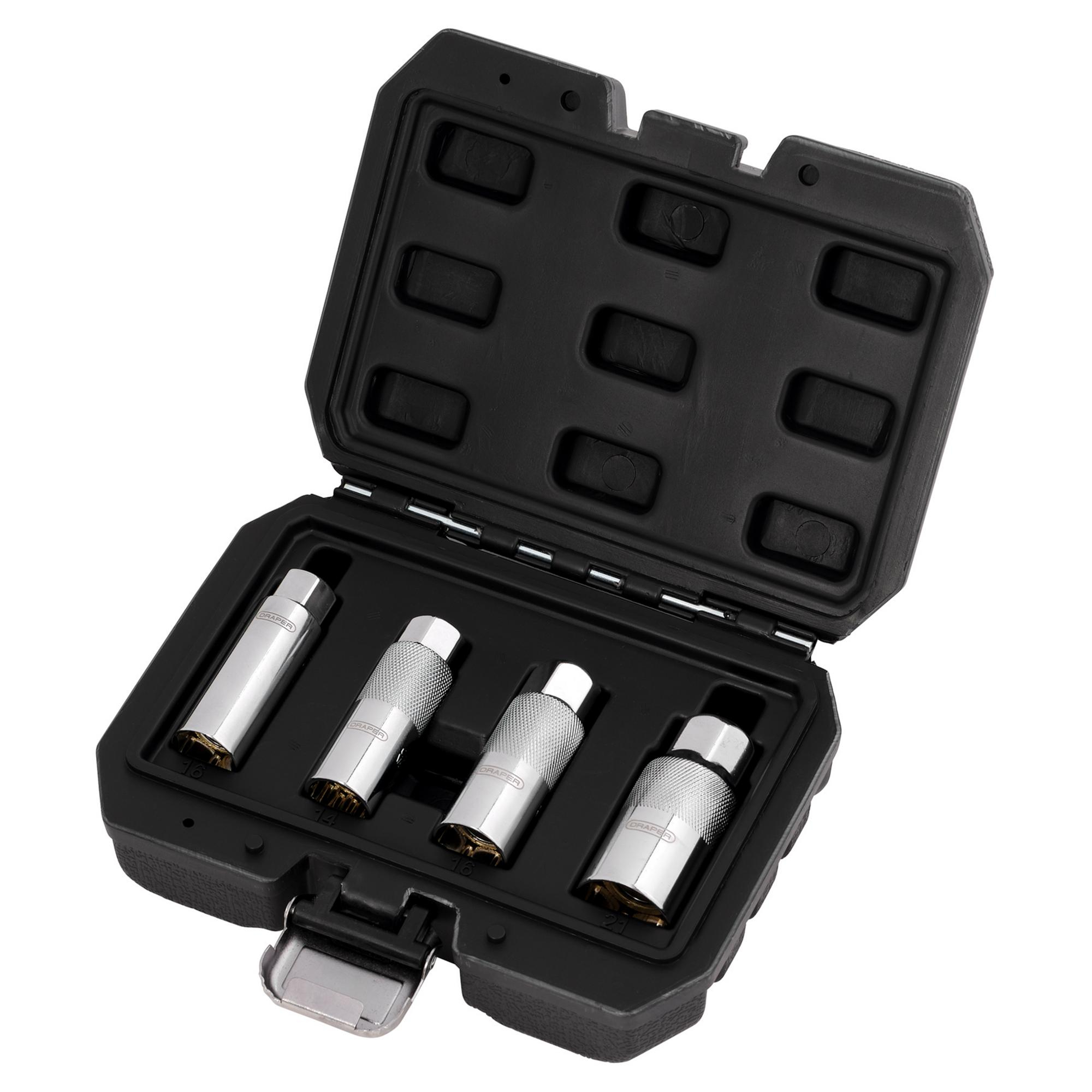 Draper 28195 SPS3/8-4 Magnetic Spark Plug Socket Set, 3/8" Sq. Dr. (4 Piece)