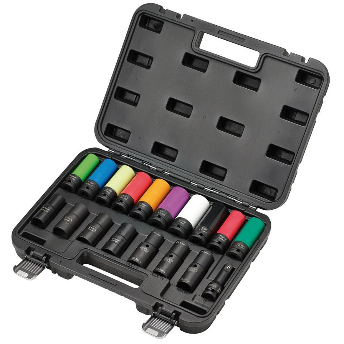 Draper 28198 Wheel Nut Socket Set, 1/2" Sq. Dr. (18 Piece)