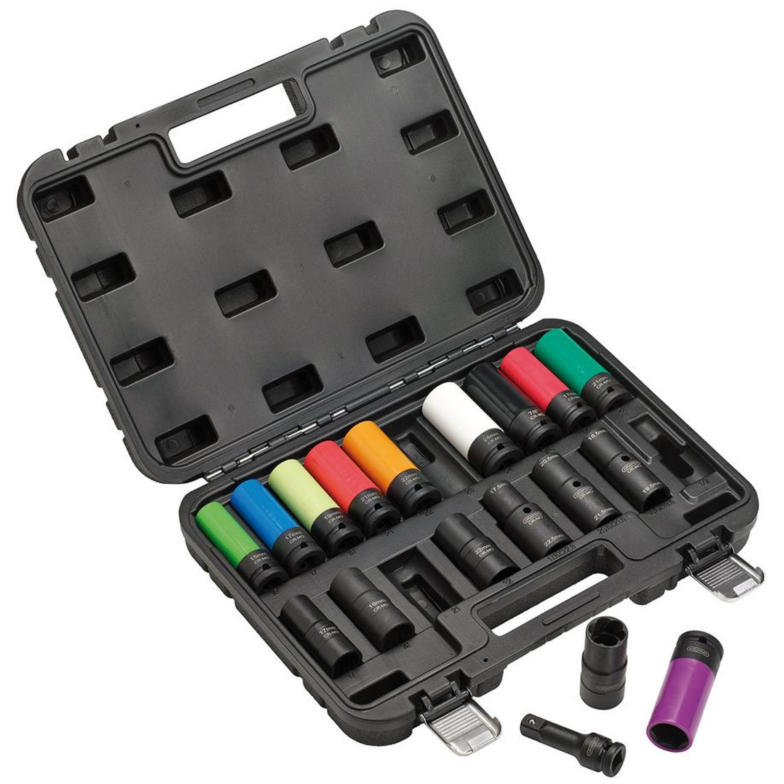 Draper 28198 Wheel Nut Socket Set, 1/2" Sq. Dr. (18 Piece)