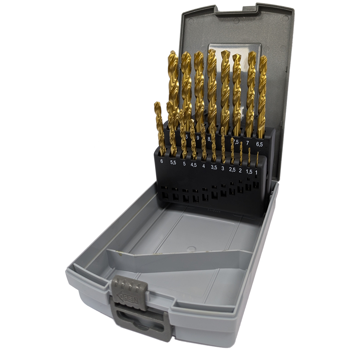 Heller 29382 19 Piece Titanium Nitride Coated Premium Steel Drill Bit Set in Plastic Cassette