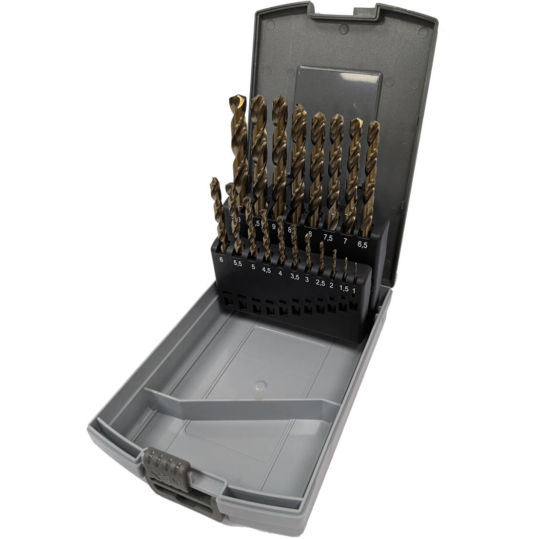 Heller 29384-6 19 Piece 1mm - 10mm x 0.5mm HSS-Co Cobalt Drill Bit Set in Plastic Cassette