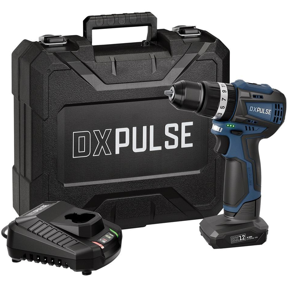 DXPULSE 29395 12V Brushless Combi Drill Kit, 1 x 4.0Ah Battery In Case