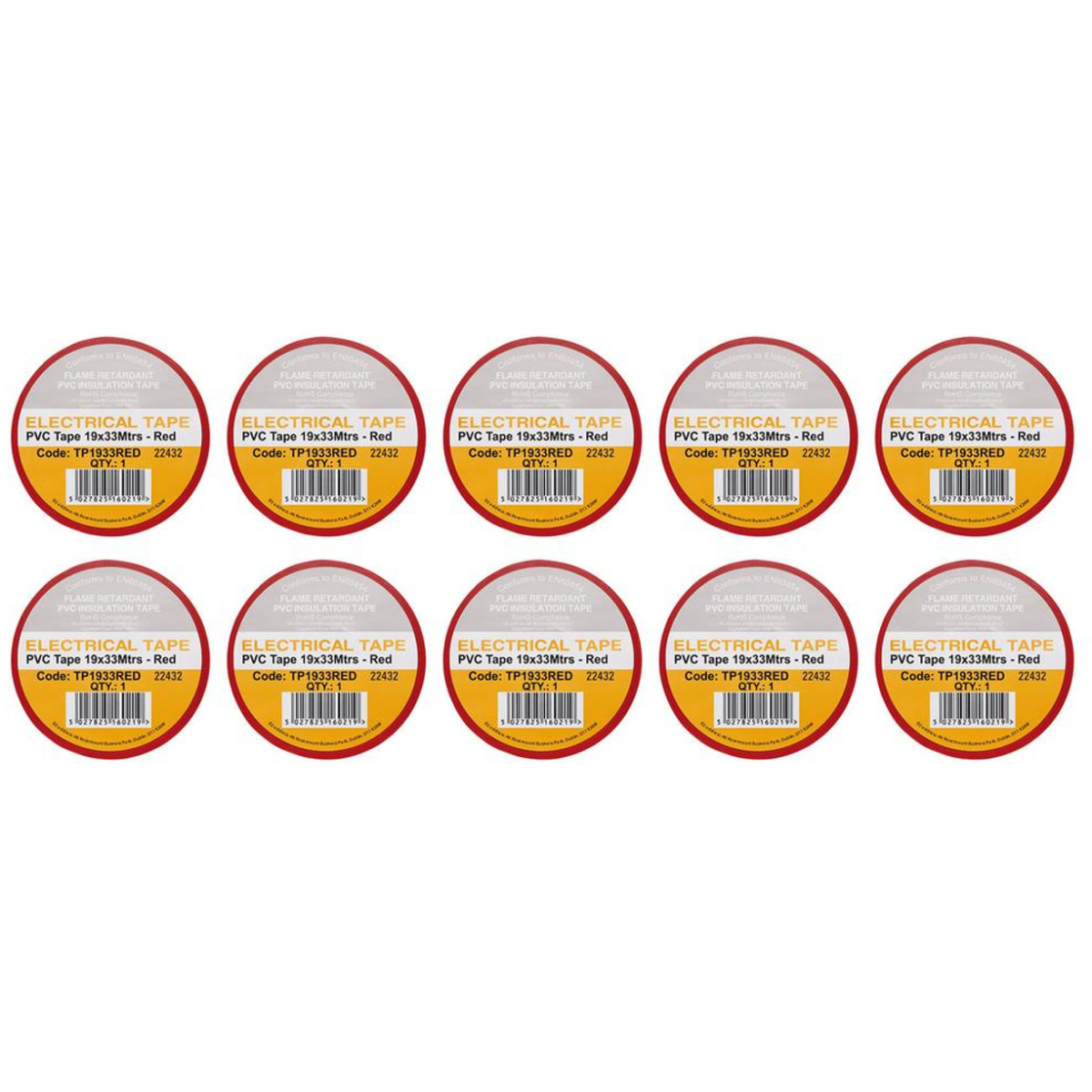 Draper 29503 White PVC Electrical Insulation Tape, 19mm x 33m (Pack of 10) 