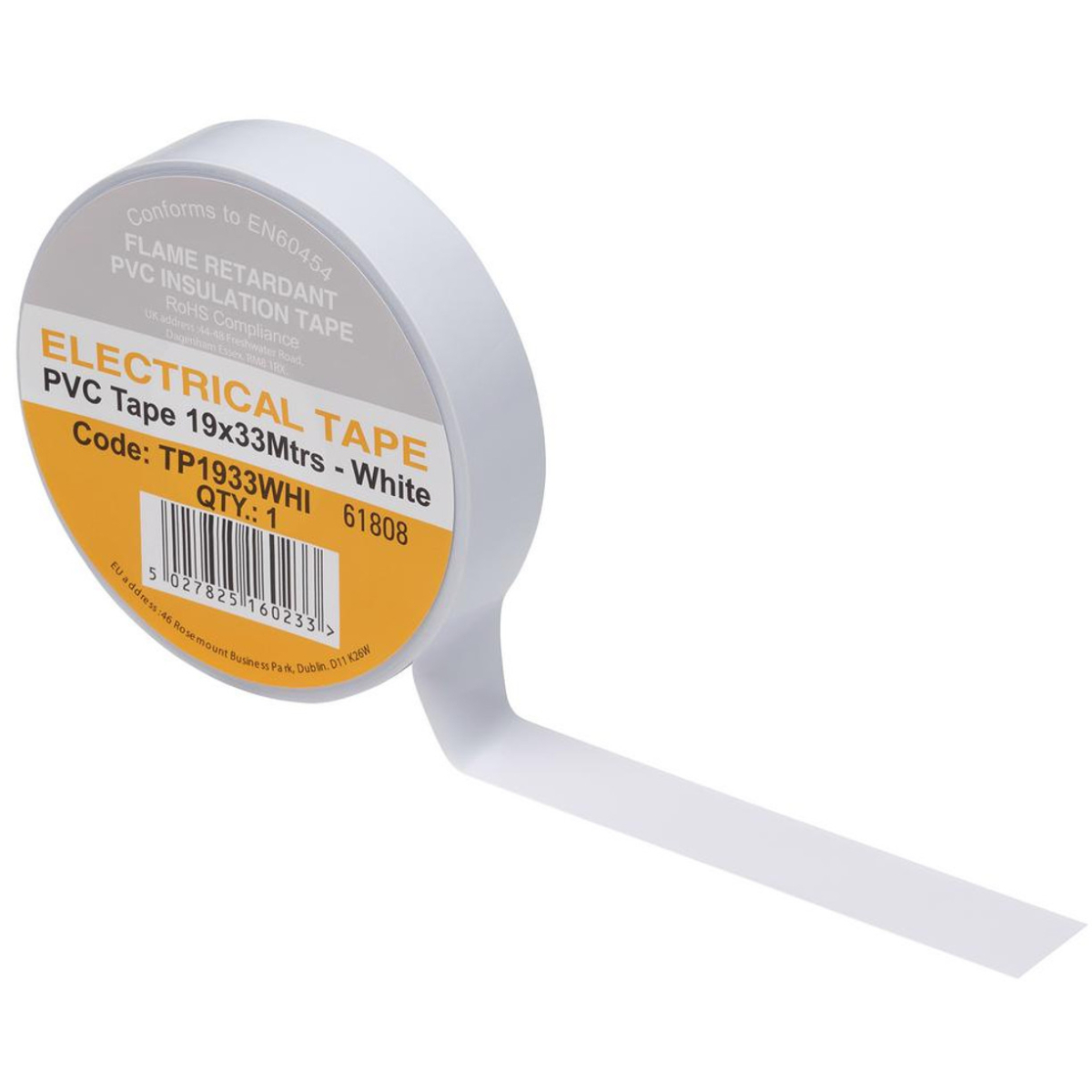 Draper 29503 White PVC Electrical Insulation Tape, 19mm x 33m (Pack of 10) 