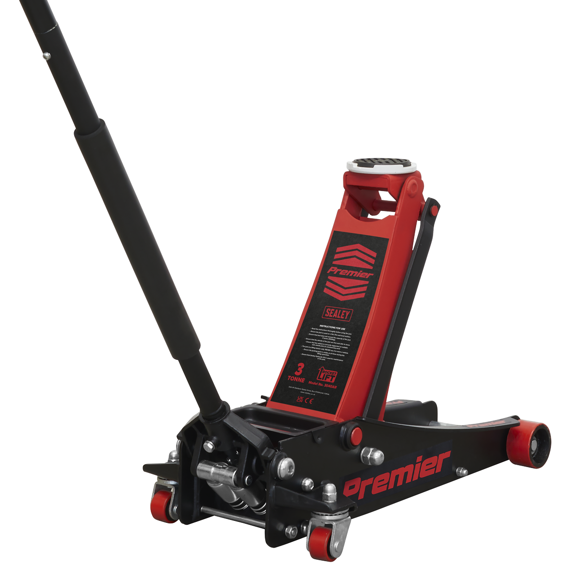 Sealey 3040AR Trolley Jack 3tonne Rocket Lift Red