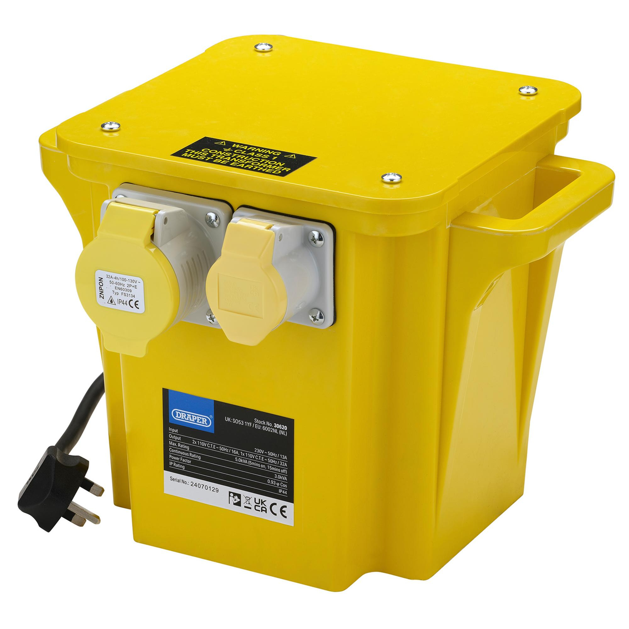 Draper 30620 DPT5000A 110 V Portable Transformer, 5.0k Va