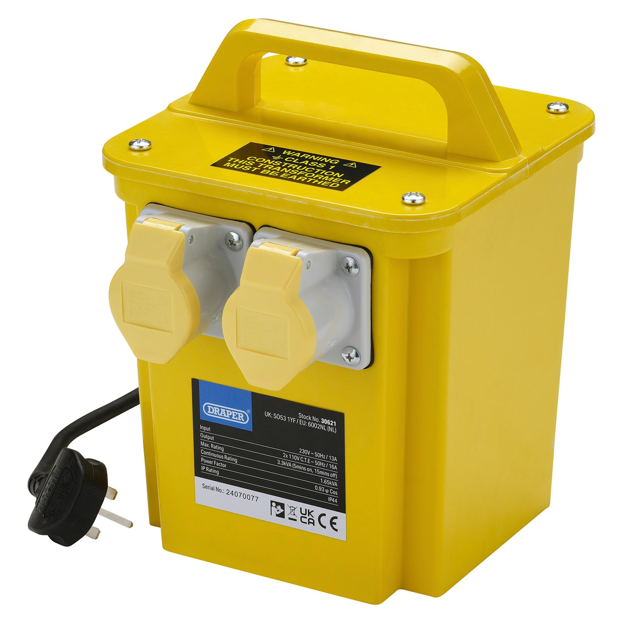 Draper 30621 DPT3300A 110 V Portable Transformer, 3.3k Va
