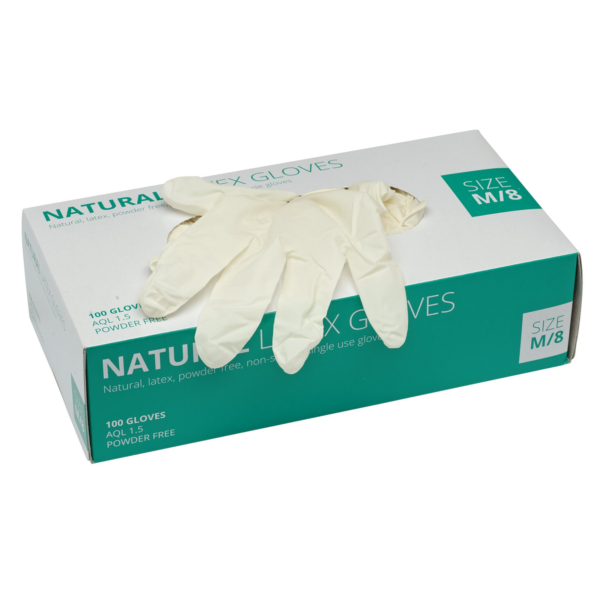 Draper 30929 GLAT-100M/NEUT Box of White Latex Gloves Size M/8 (Box of 100)
