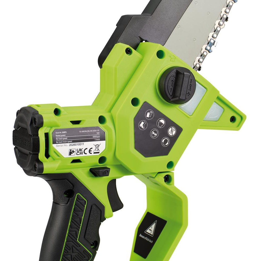 Draper 31872 18V Brushless Mini Pruner Saw With 1 x 4.0Ah Battery And 1 x Charger