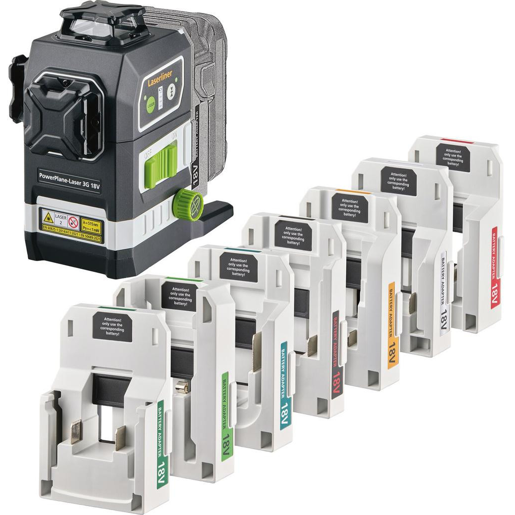 Laserliner 32168 036.380-1 PowerPlane-Laser 3G Multi-18V Set Three-Dimensional Green Laser