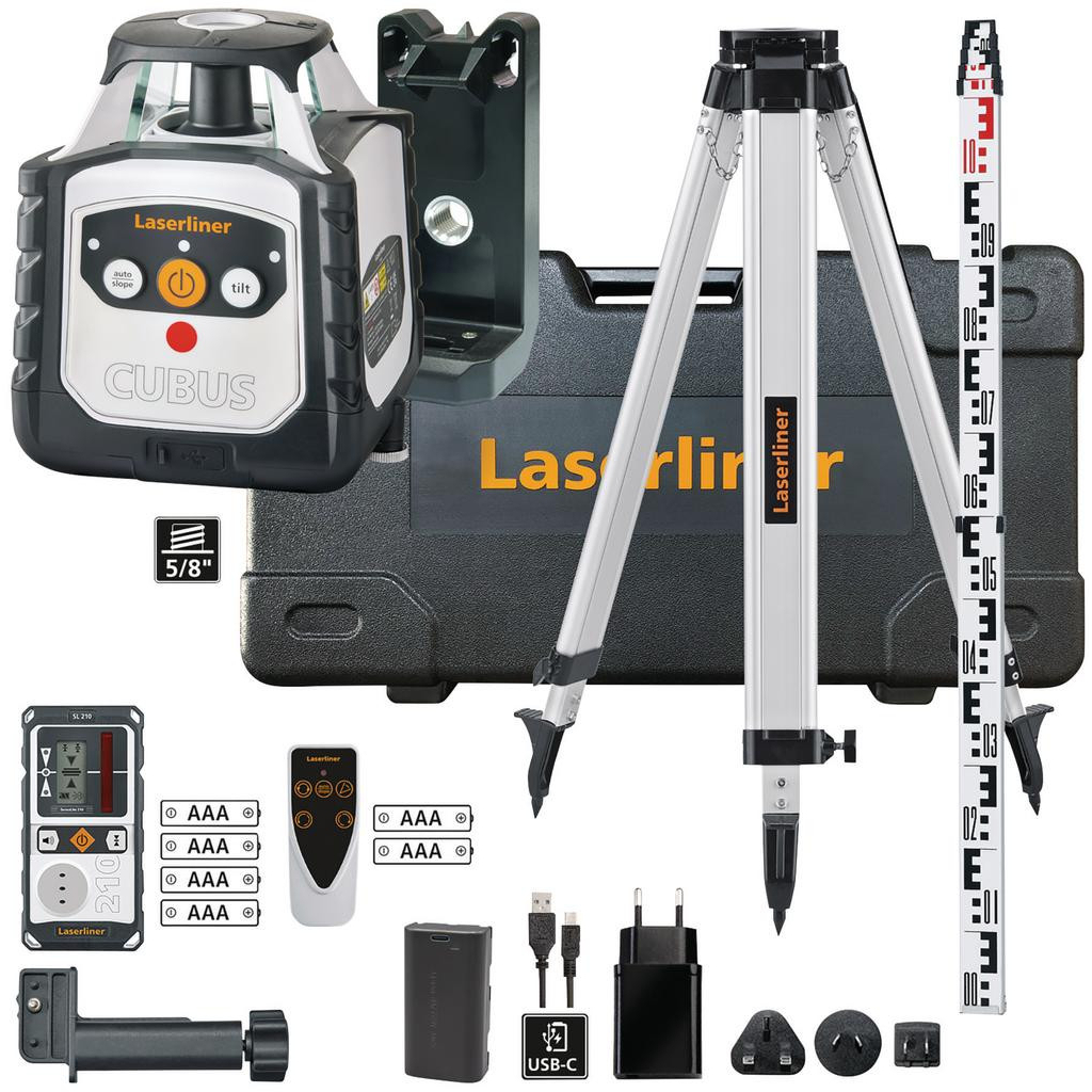 Laserliner 32170  052.205A Cubus 210 S Set Rotary Laser Kit, 1500mm