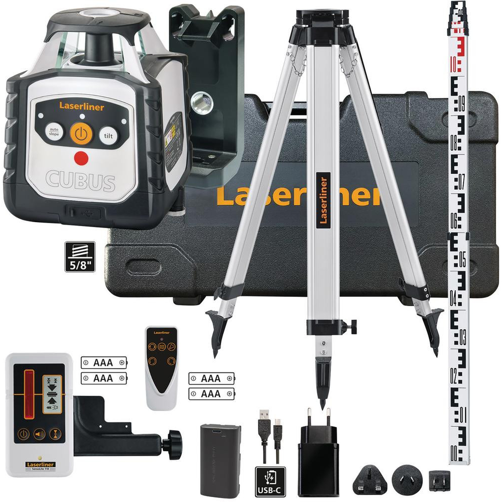 Laserliner 32173 052.325A Cubus 110 S Set Fully Automatic Rotating Laser, 150cm