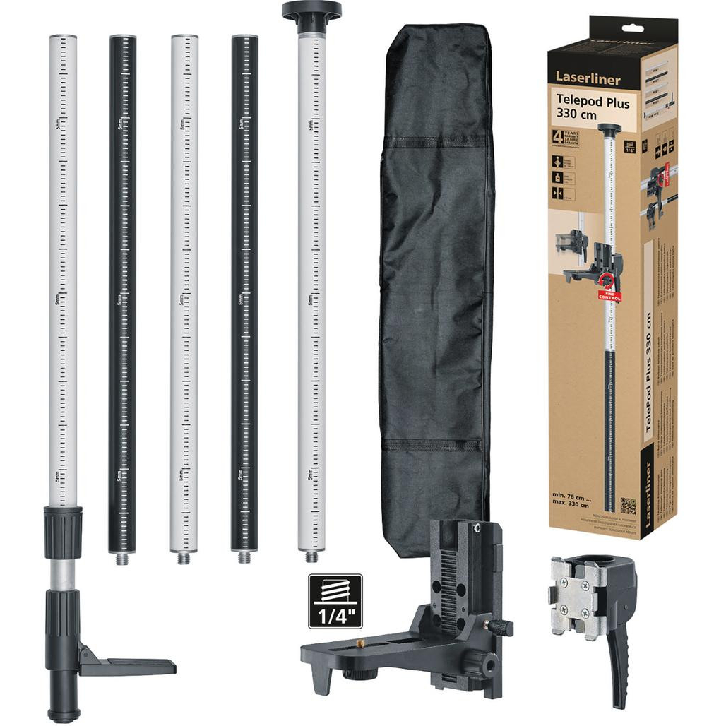 Laserliner 32179 090.122E TelePod Plus Telescopic Tripod, 330cm