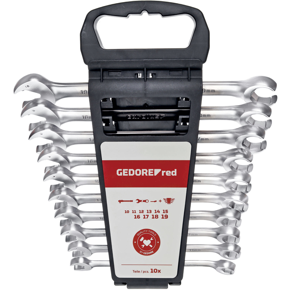 Gedore RED 3301003 Open Ended Ratchet Spanner Set 10-19mm 10 Piece