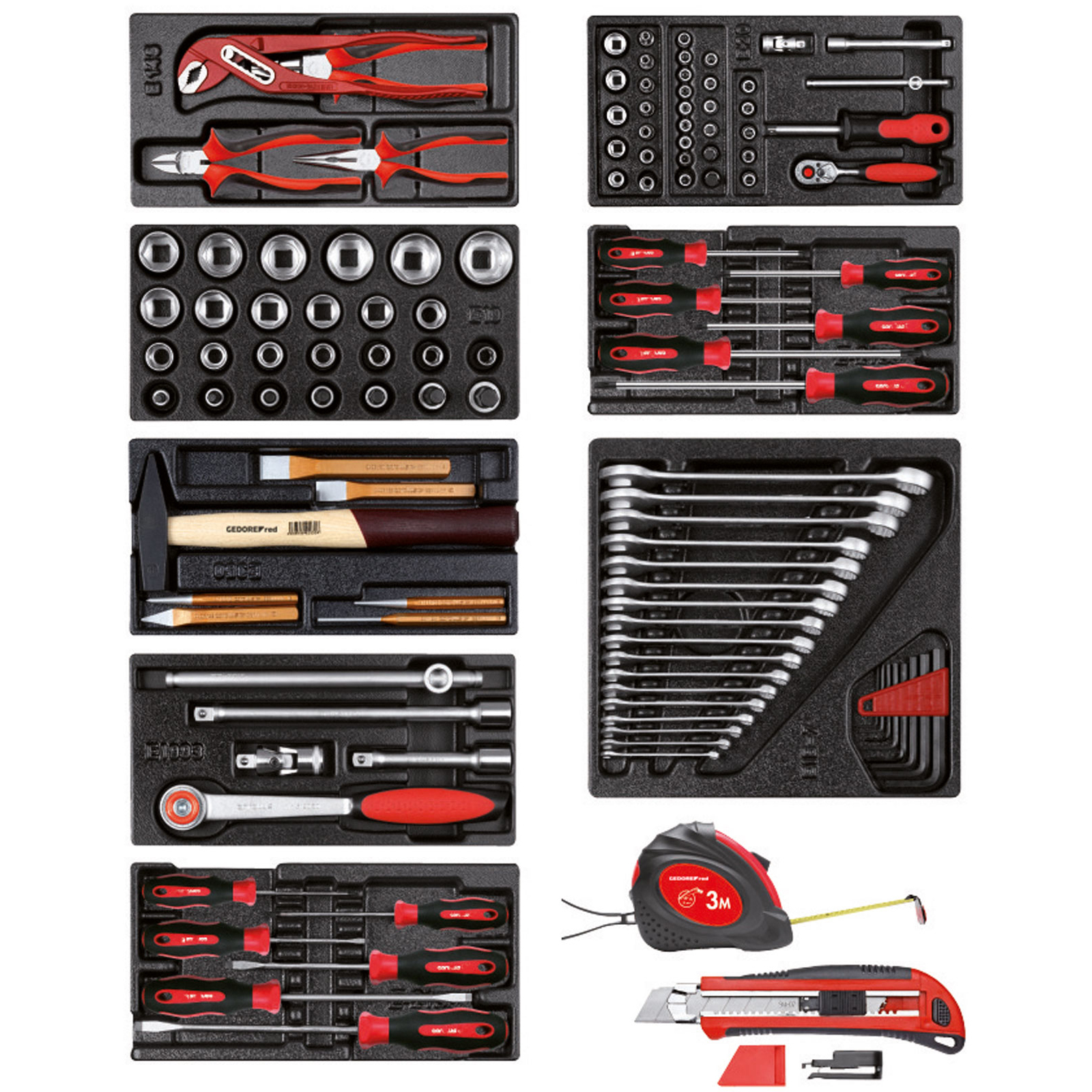 Gedore RED 3301656 Tool Set in Foam Modules 119 Piece