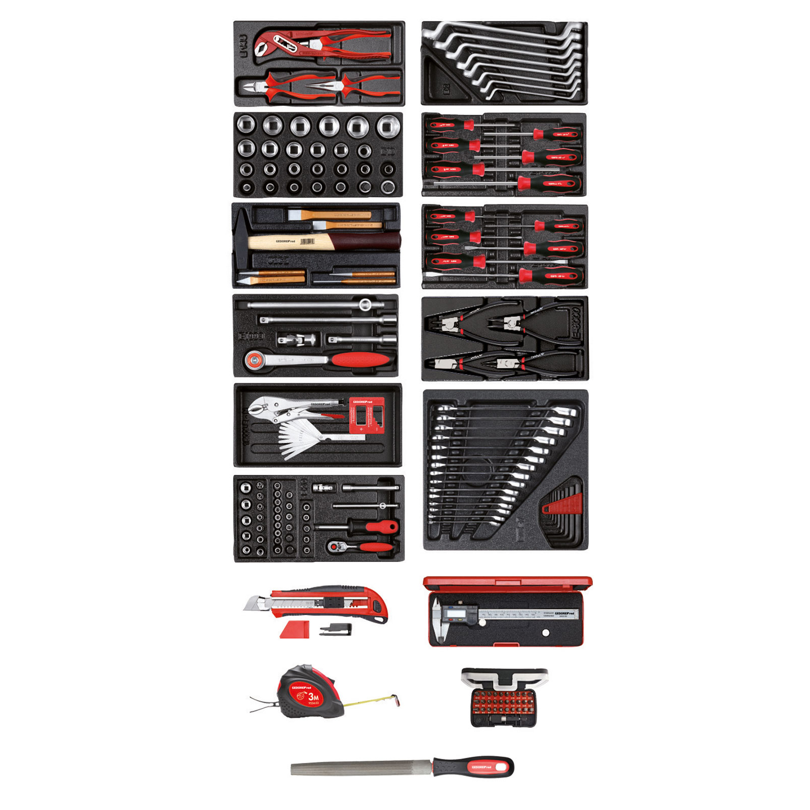 Gedore RED 3301657 Tool Set in Foam Modules 166 Piece
