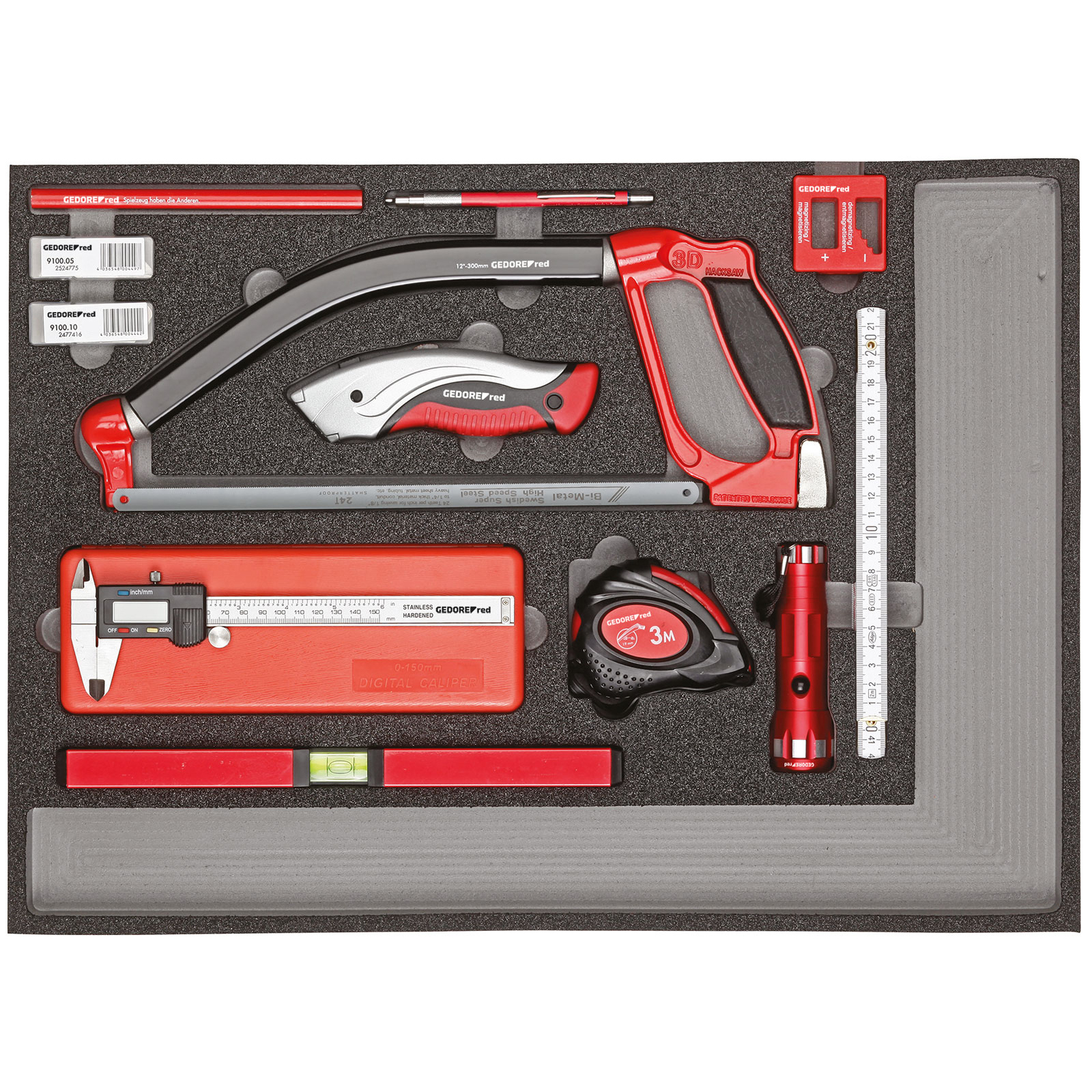 Gedore RED 3301685 Tool Set Measuring and Cutting Tools in Foam Module - 30 Piece 