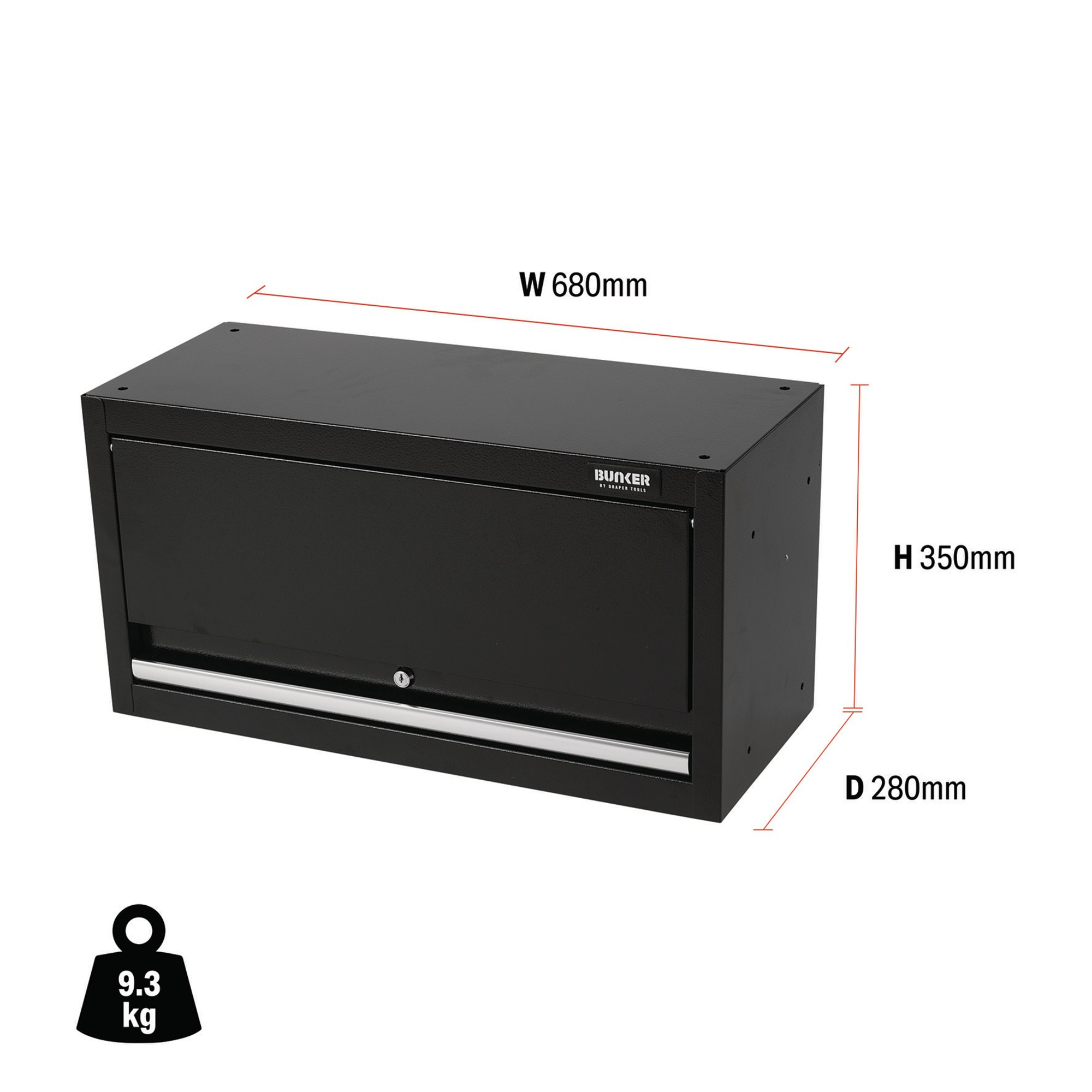 Draper 33162 MS400-1WC Bunker&#174; Modular Wall Cabinet, 680mm