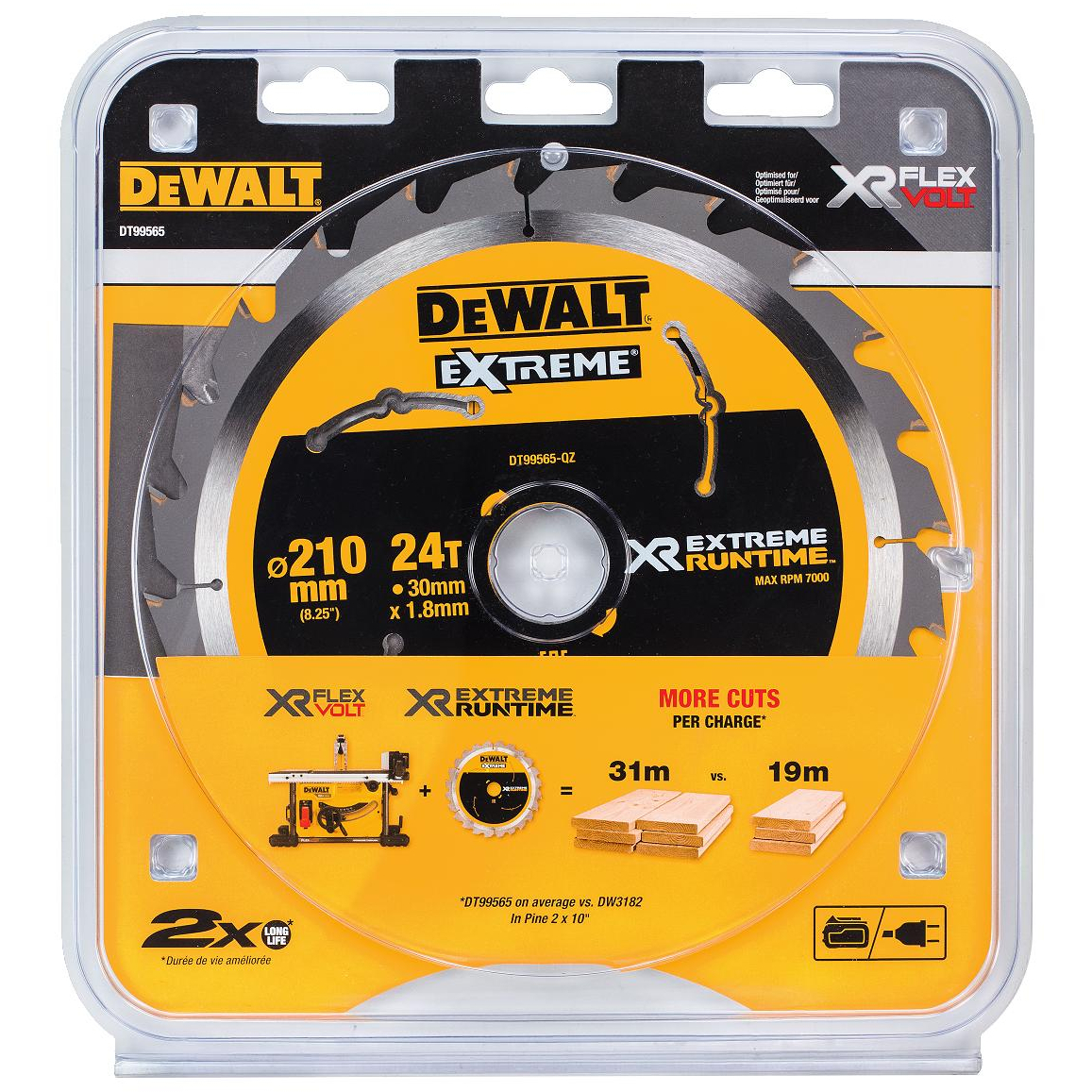 DeWalt DT99565-QZ 210mm x 30mm XR Xtreme Runtime 24T Circular Saw Blade