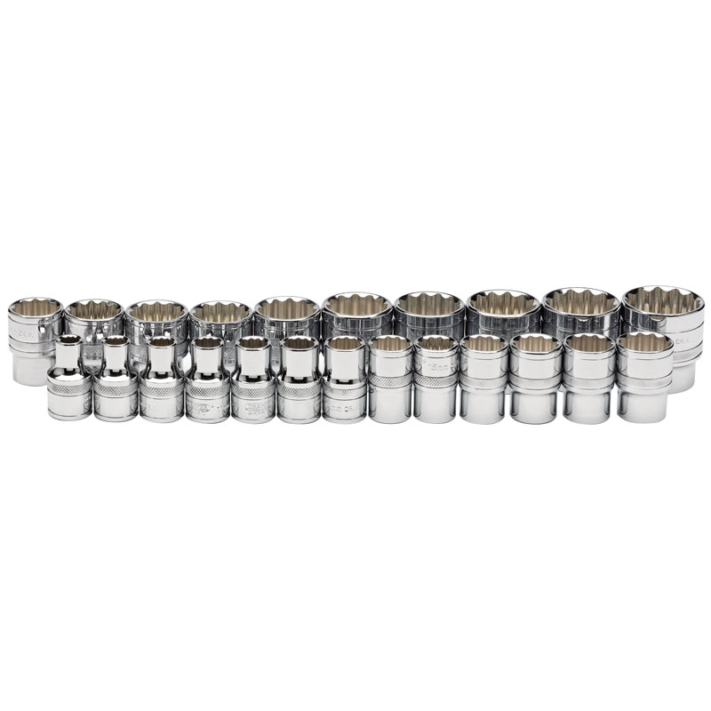 Draper 34561 H23M/C 1/2" Drive Loose Metric Bi-Hex Sockets (23 Pieces)