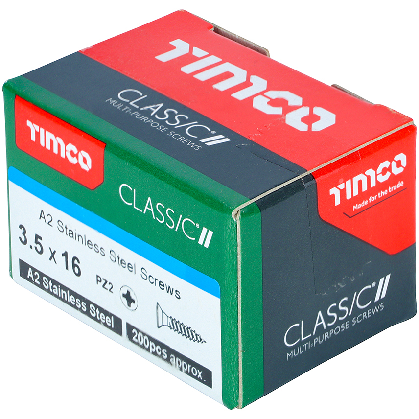3.5mm x 16mm Classic Screw PZ2 CSK - A2 S/S (Box of 200) 35016CLASS Timco