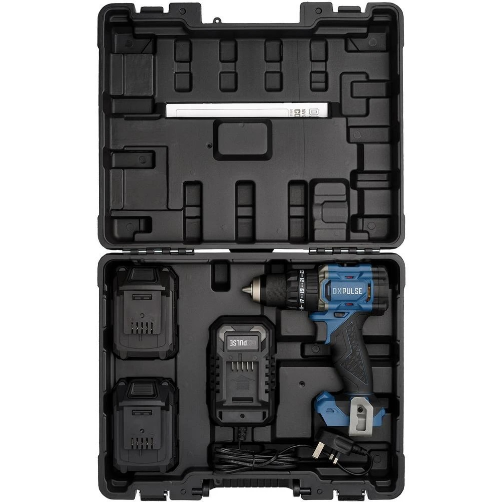 DXPULSE 39659 18V Brushless LCD Display Combi Drill Kit with 2x 2Ah Batteries