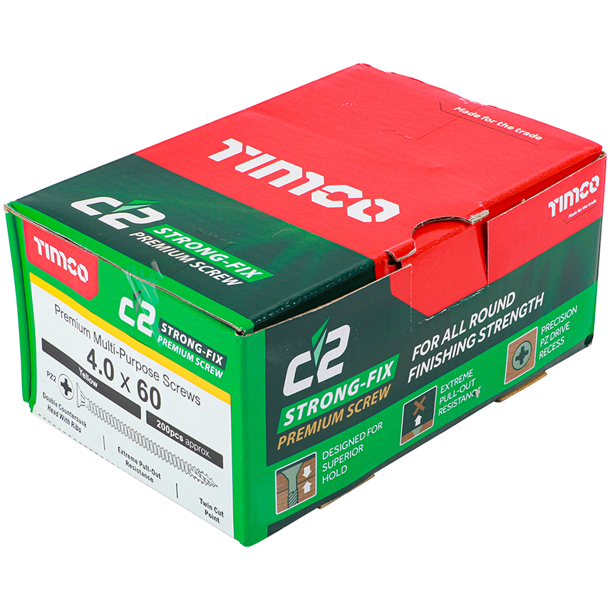 4.0 x 60 C2 Multipurpose Premium Screws PZ2 Box 200 TIMco