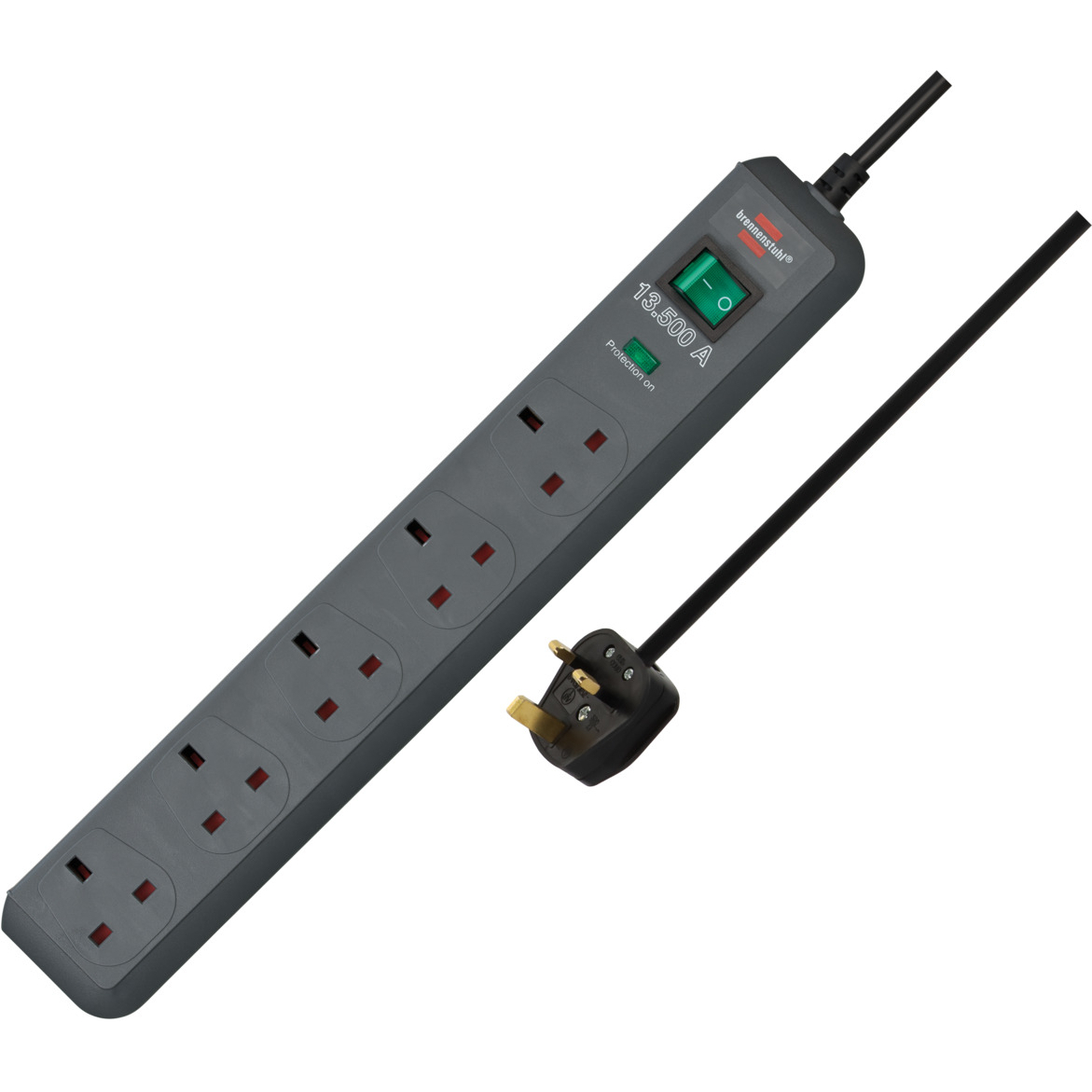 Brennenstuhl 1156753 Eco-Line Extension Lead 240V 5-Gang 13A Anthracite 2m