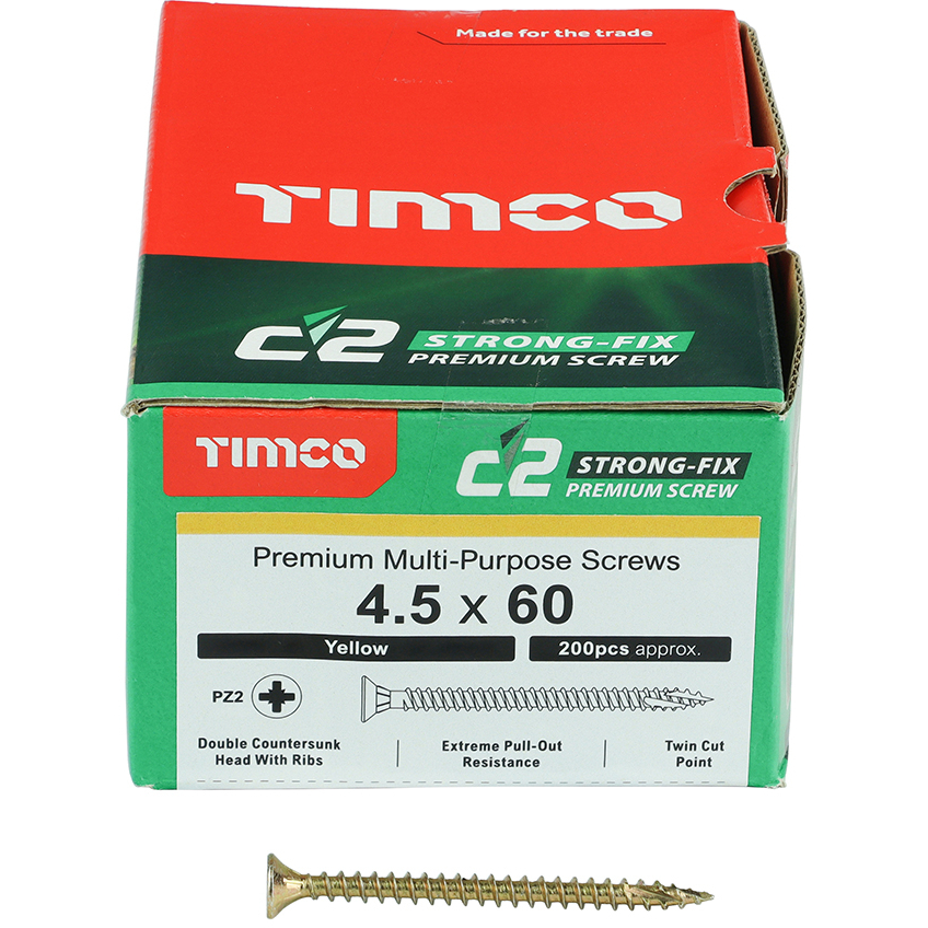 4.5 x 60 C2 Multipurpose Premium Screws PZ2 Box 200 TIMco