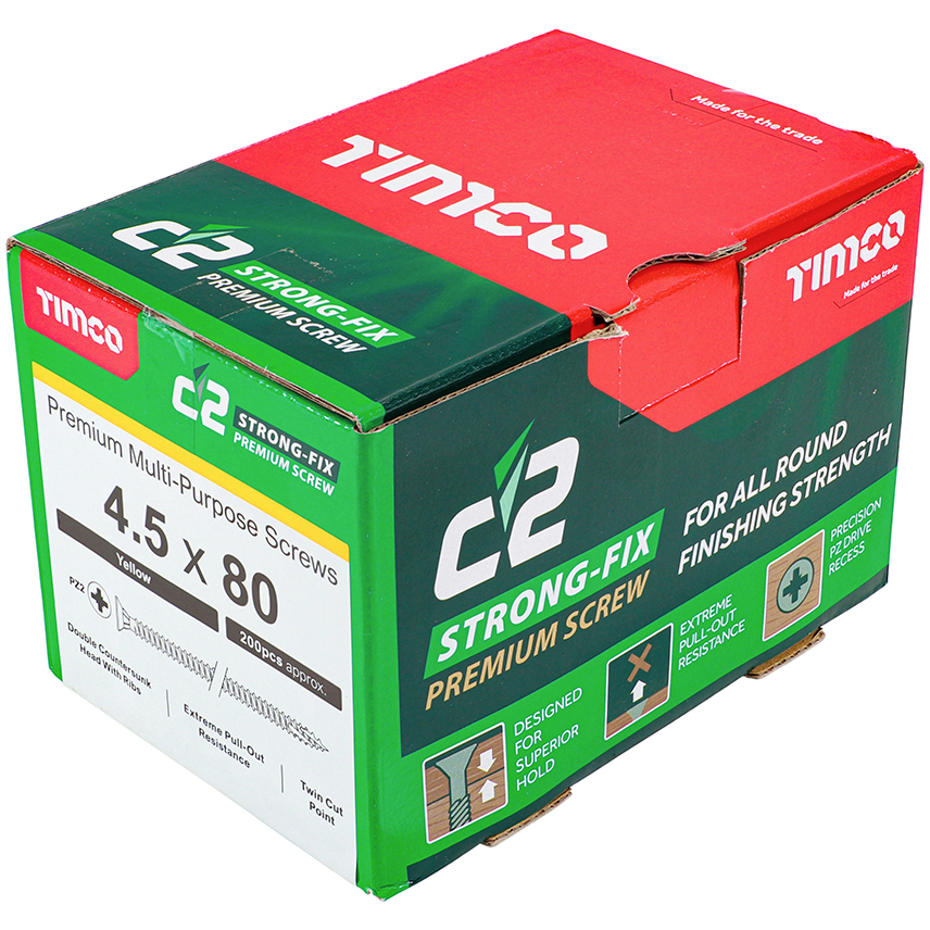 4.5 x 80 C2 Multipurpose Premium Screws PZ2 Box 200 TIMco