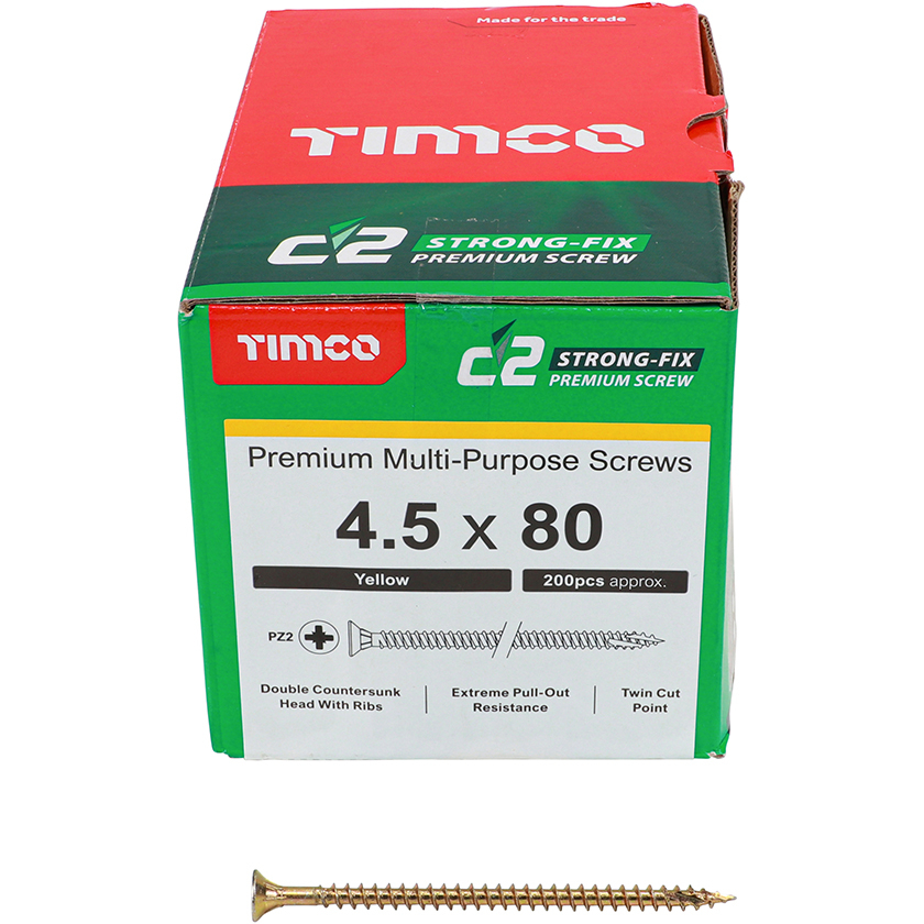 4.5 x 80 C2 Multipurpose Premium Screws PZ2 Box 200 TIMco