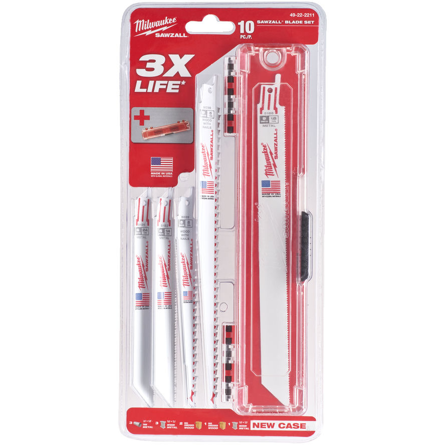 Milwaukee 49222211 10 Piece "Sawzall" Reciprocating Saw Blade Set