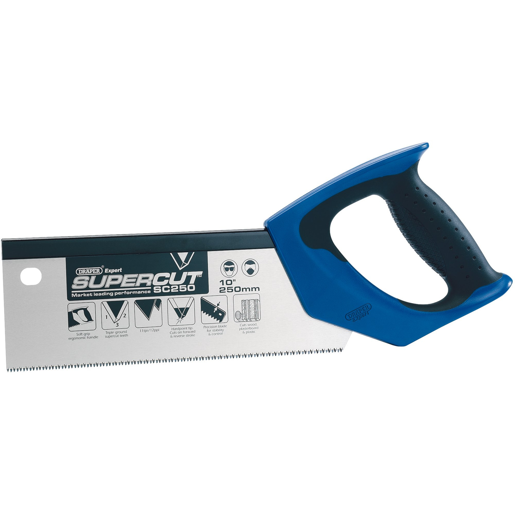 Draper 49281 SC250 Expert Supercut 250mm/10" Soft Grip Hardpoint Tenon Saw  11tpi/12ppi