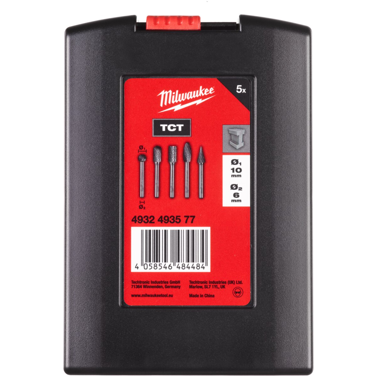 Milwaukee 4932493577 Carbide Burr Set 5 Piece 10mm Diameter x 6mm Shank