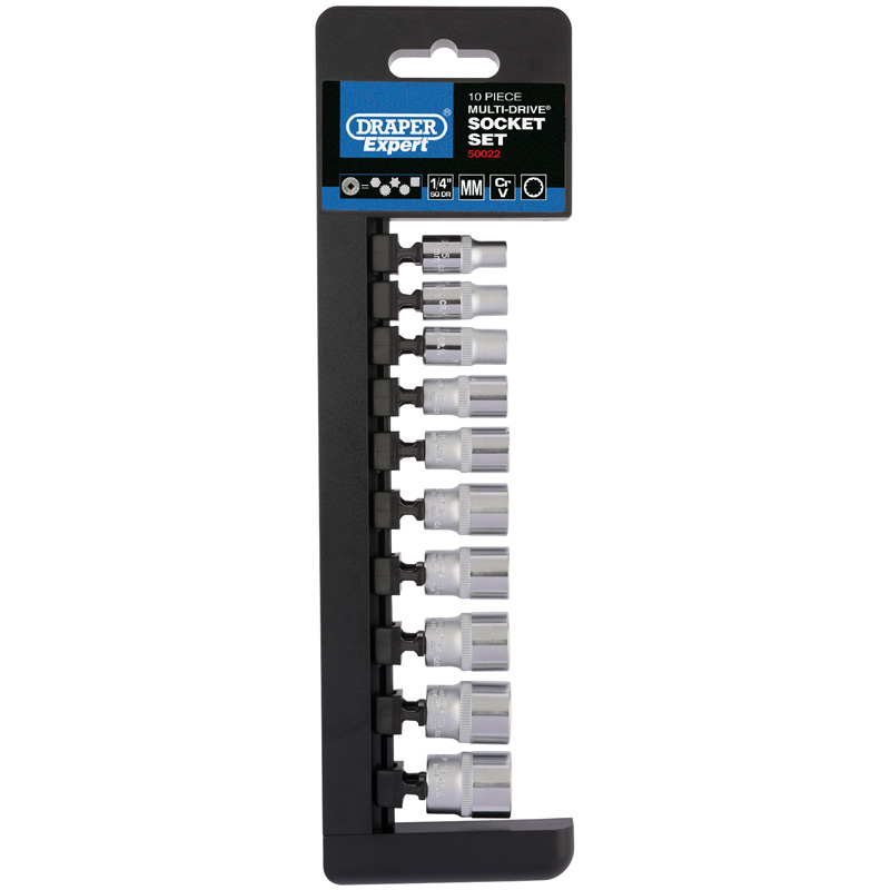 Draper 50022 B10M/MDS/E 1/4" Drive Metric Multi Drive&#174; Set of Socketst (10 Piece)