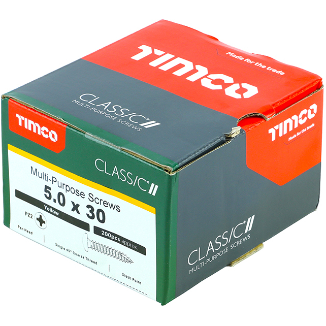 5.0mm x 30mm Classic Screw PZ2 PAN - ZYP (Box of 200) 50030CLAP Timco